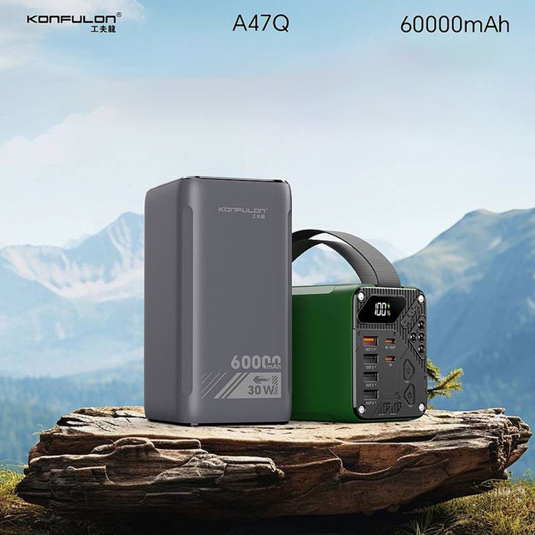 پاوربانک کانفلون مدل A47Q | ظرفیت 60000 میلیآمپر با شارژ سریع و نمایشگر LED