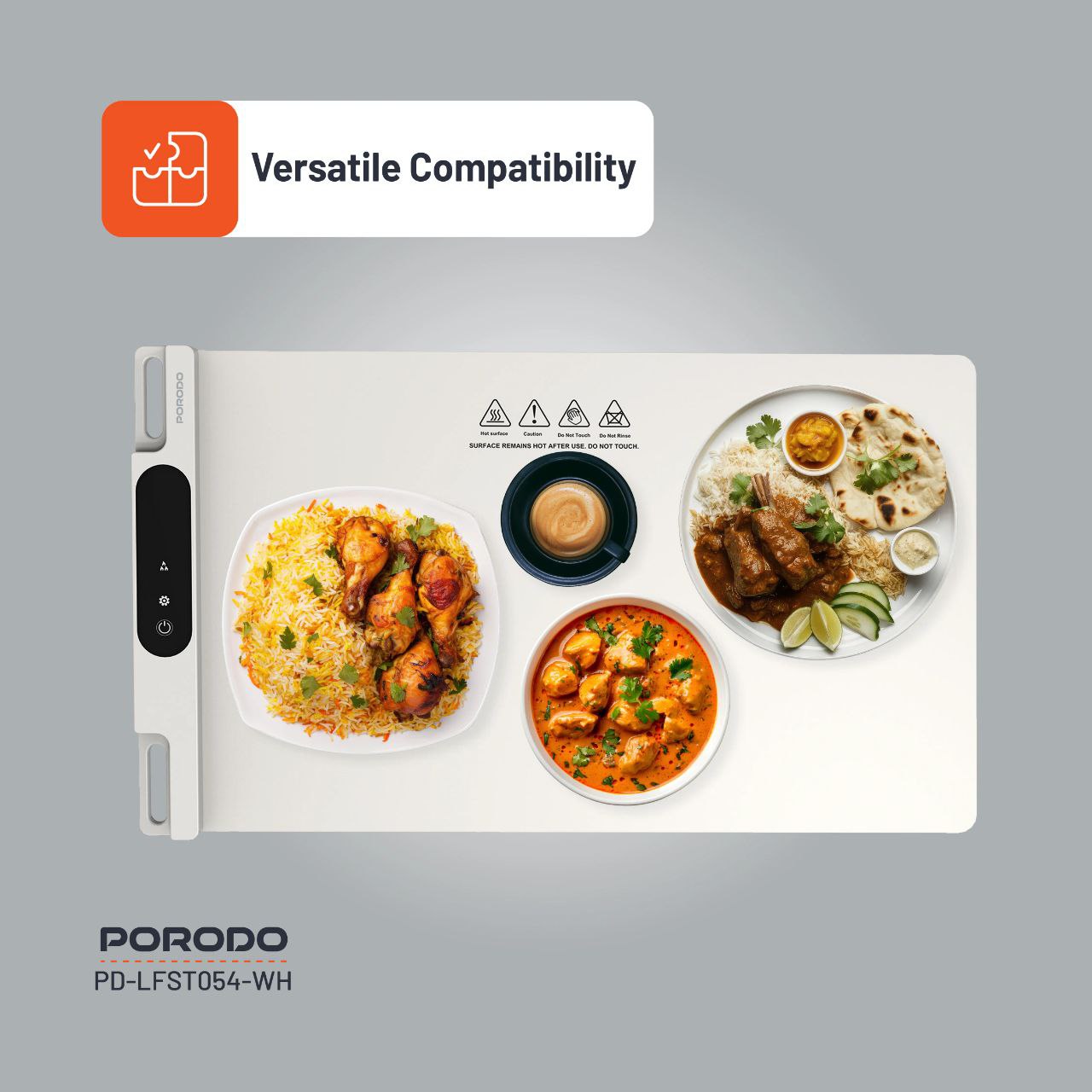 پد گرم‌کننده غذا پرودو Porodo Lifestyle Warming Food Mat XL | پد برقی نگهدارنده حرارت غذا با ۳ حالت دما