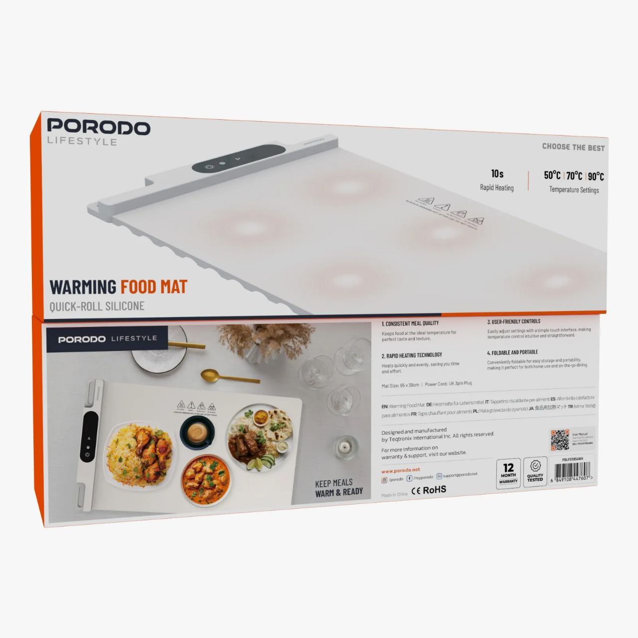 پد گرم‌کننده غذا پرودو Porodo Lifestyle Warming Food Mat XL | پد برقی نگهدارنده حرارت غذا با ۳ حالت دما