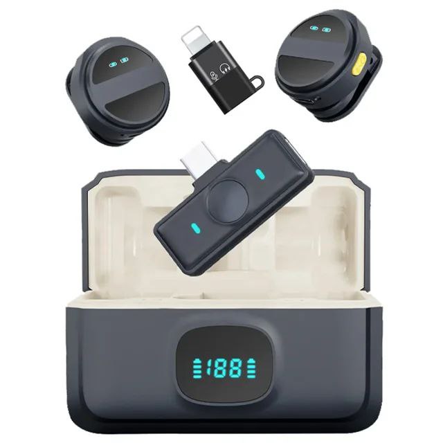 میکروفون یقه‌ای دو نفره SX21 با نویز کنسلینگ – مناسب Type-C و iPhone