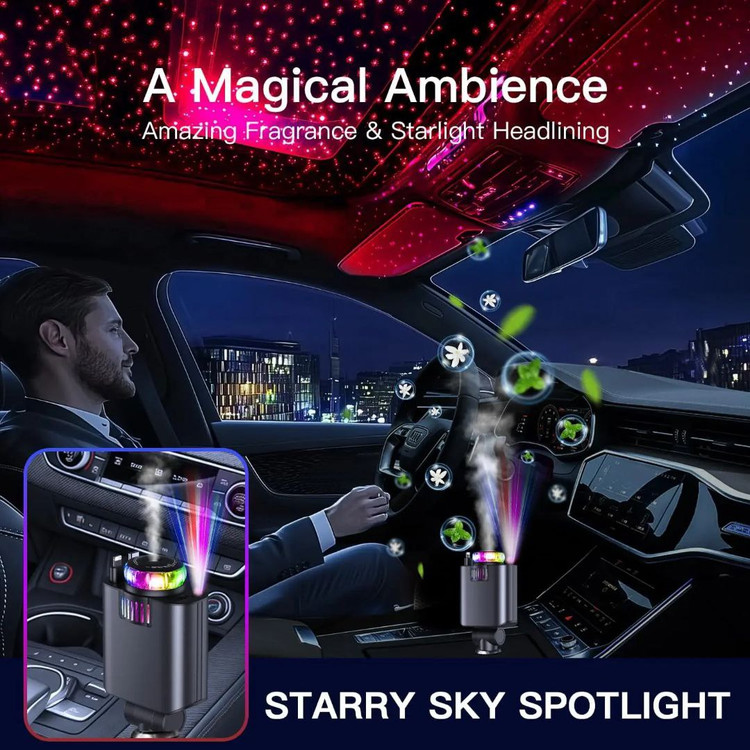 شارژر و خوشبوکننده فندکی پنج کاره خودرو W&O مدل Starlight با کابل جمعشونده و فست شارژ 45 وات