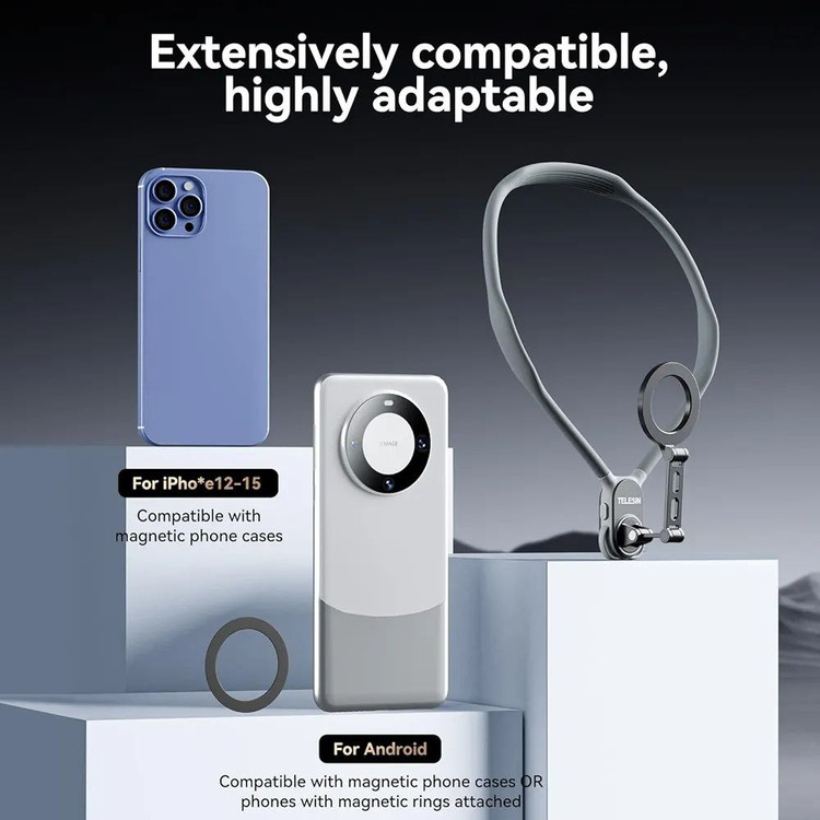 هولدر گردنی TELESIN مدل 002 | مگنت قوی، سیلیکونی و مناسب تولید محتوا