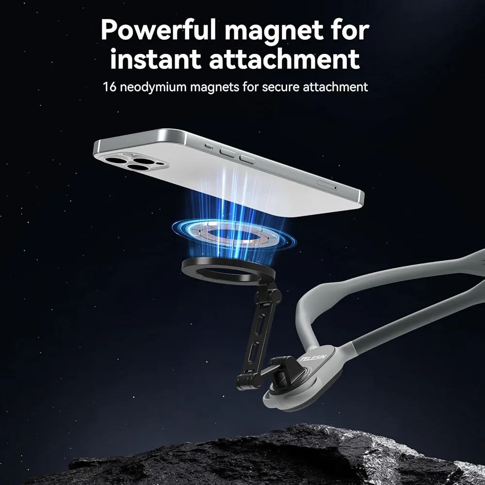 هولدر گردنی TELESIN مدل 002 | مگنت قوی، سیلیکونی و مناسب تولید محتوا