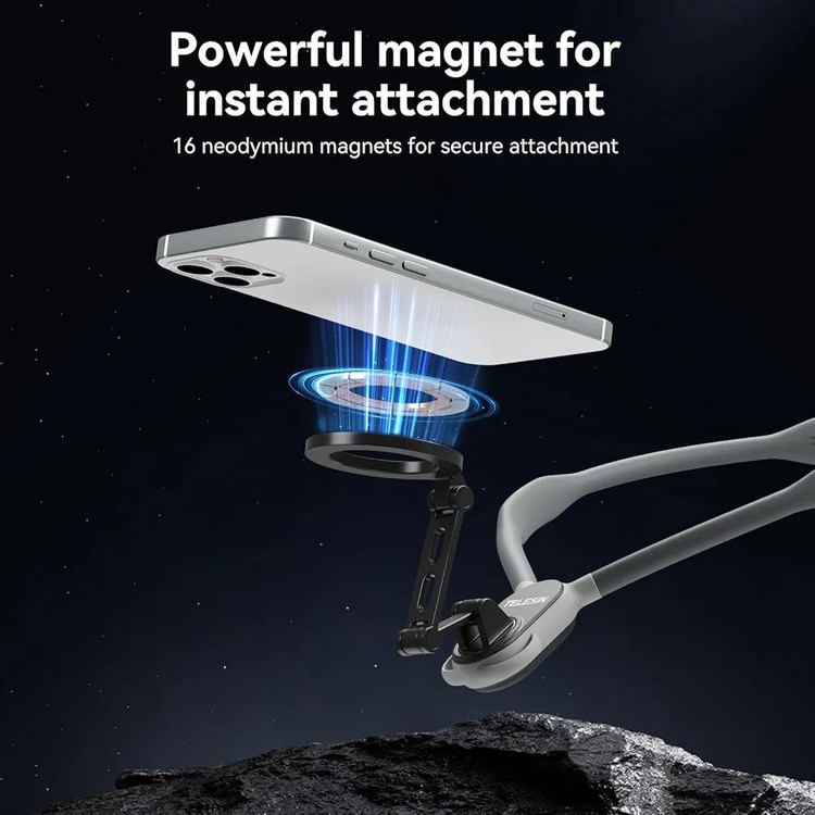 هولدر گردنی TELESIN مدل 002 | مگنت قوی، سیلیکونی و مناسب تولید محتوا