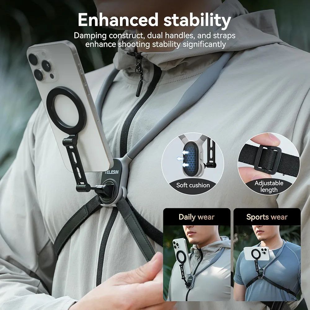 هولدر گردنی TELESIN مدل 002 | مگنت قوی، سیلیکونی و مناسب تولید محتوا