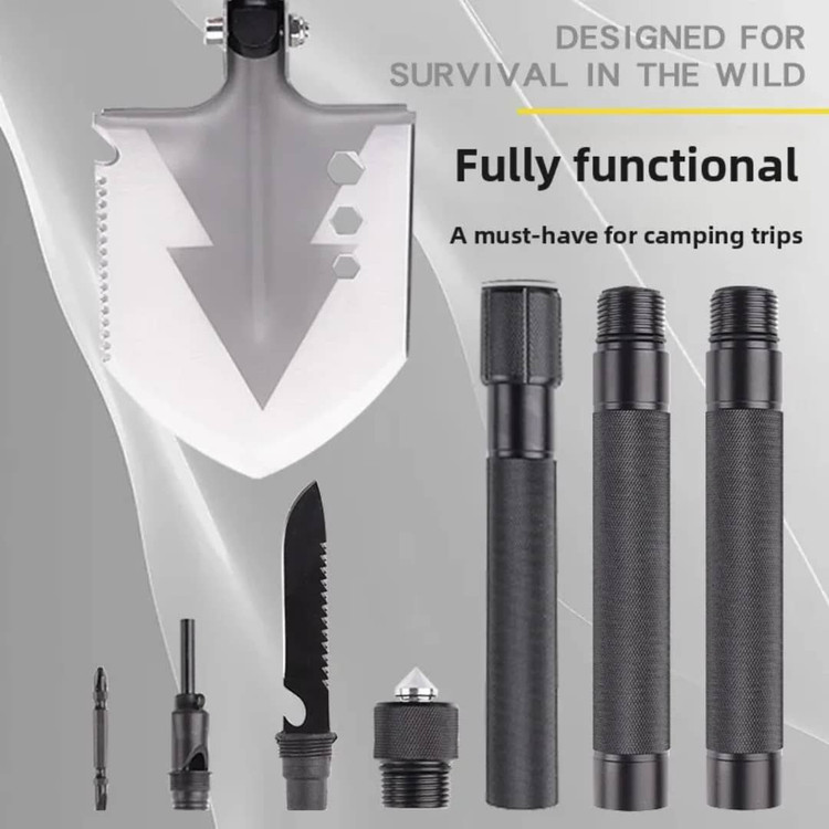 بیل چند منظوره تاشو کمپینگ مدل 1372 | ابزار بقا 10 کاره حرفهای سفر و طبیعتگردی