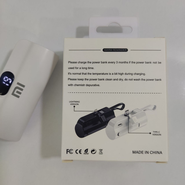 مینی پاور بانک جیبی شیائومی 5000 میلیآمپر | پاوربانک فست شارژ بدون کابل با نمایشگر درصد